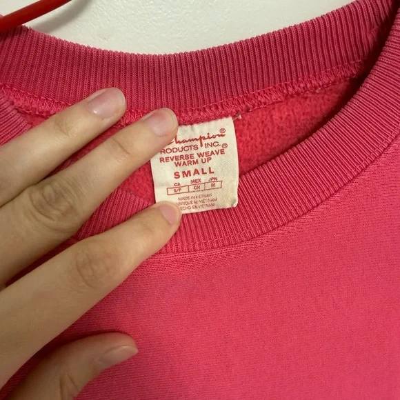 Champion Women's Pink Sweatshirt with Blue Logo in size S - Picture 2 of 9